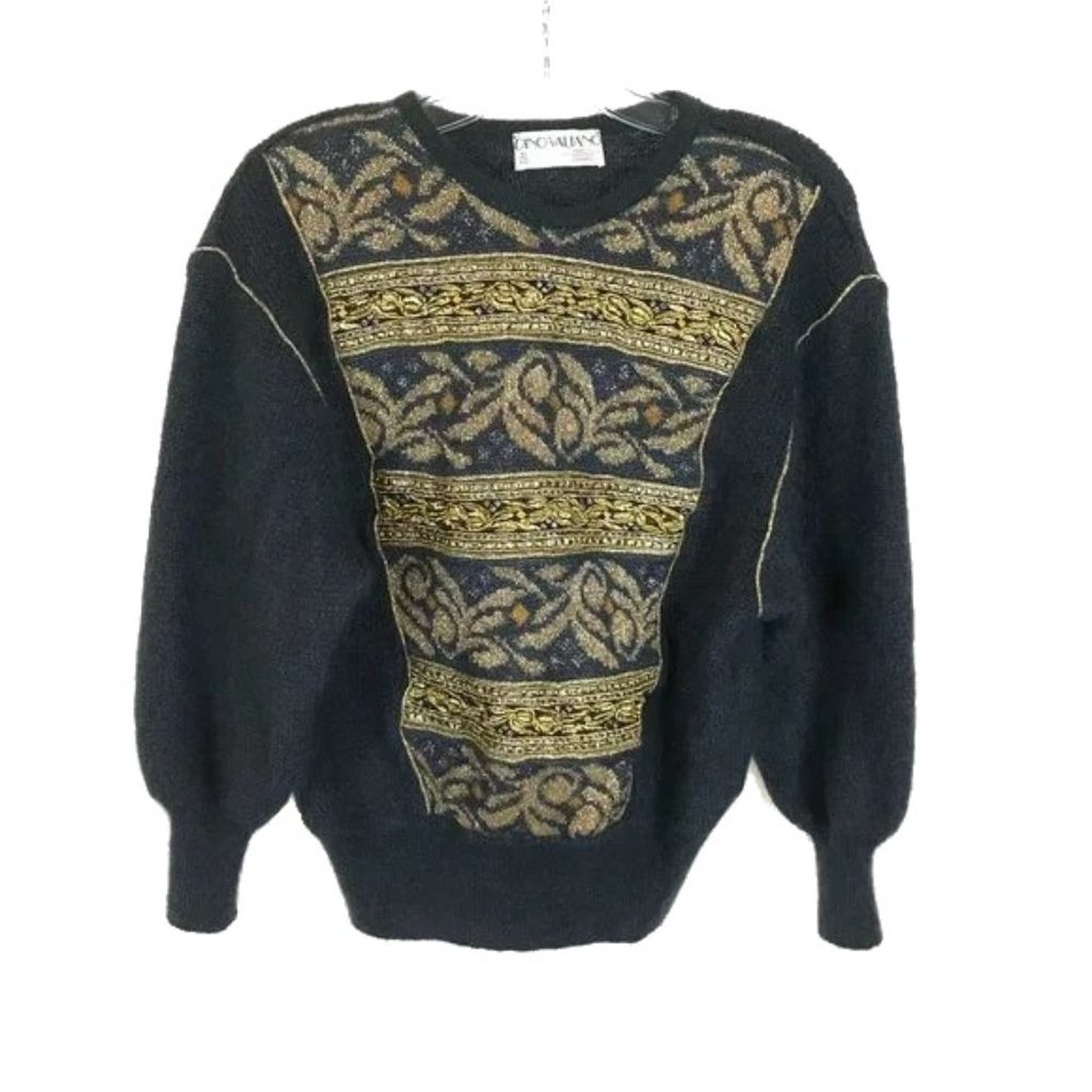 Womens Size Medium Dino Valiano Vintage 80s Mohair Blend Metallic Accent Sweater